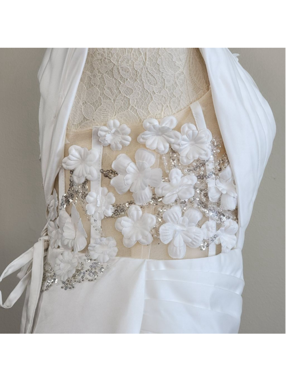 NEW Missacc One Shoulder Illusion Corset 3D Floral Sequin Beaded Wedding Dress 2 - Picture 15 of 16